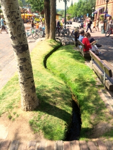 narrow deep meandering creek